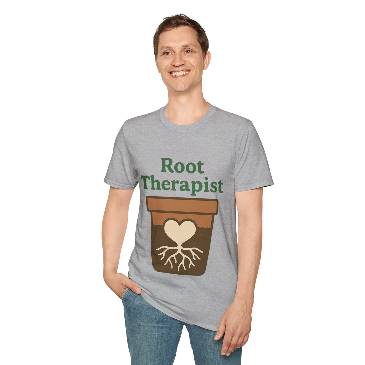 "Root Therapist" Cute Potted Plant Graphic Tee - Funny Gardening Pun Houseplant White T-Shirt - Trending Now - September 2026