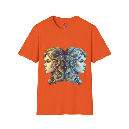 Zodiac Gemini Sun & Moon T-Shirt — Dual Faces Cosmic Design
