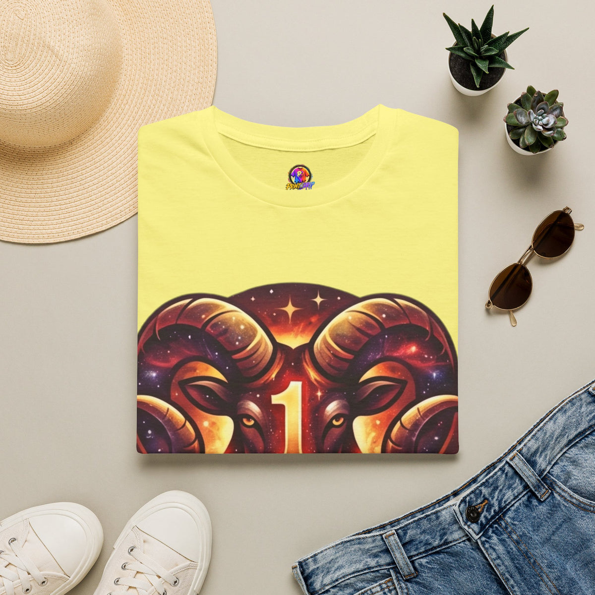 Aries Zodiac Ram Graphic T-Shirt — 'First in the Zodiac' Astrology Tee