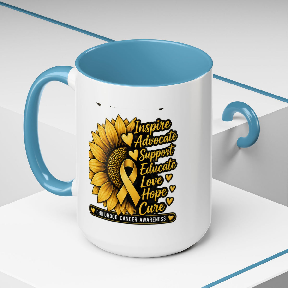 Childhood Cancer Awareness Sunflower Accent Coffee Mug (11/15oz)