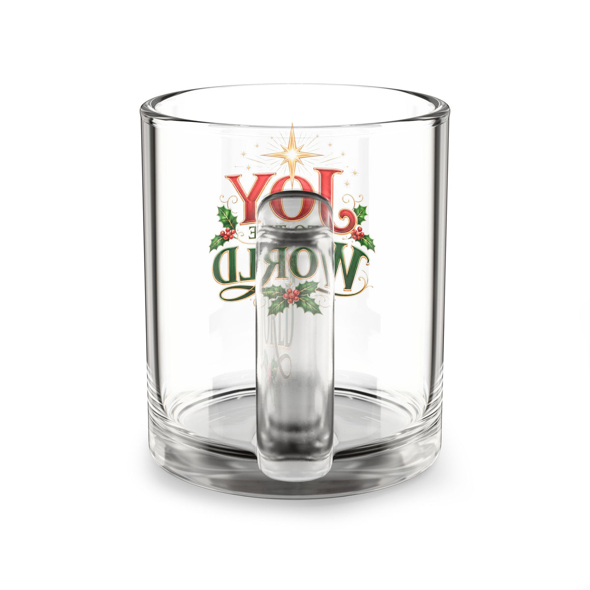 Christmas Glass Mug 10 oz Joy to the World Glass Mug - 10oz Christmas Holiday Coffee Cup