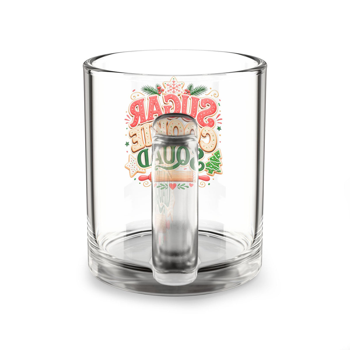 Christmas Glass Mug 10 oz Sugar Cookie Squad Glass Mug — 10oz Holiday Baking Coffee Cup