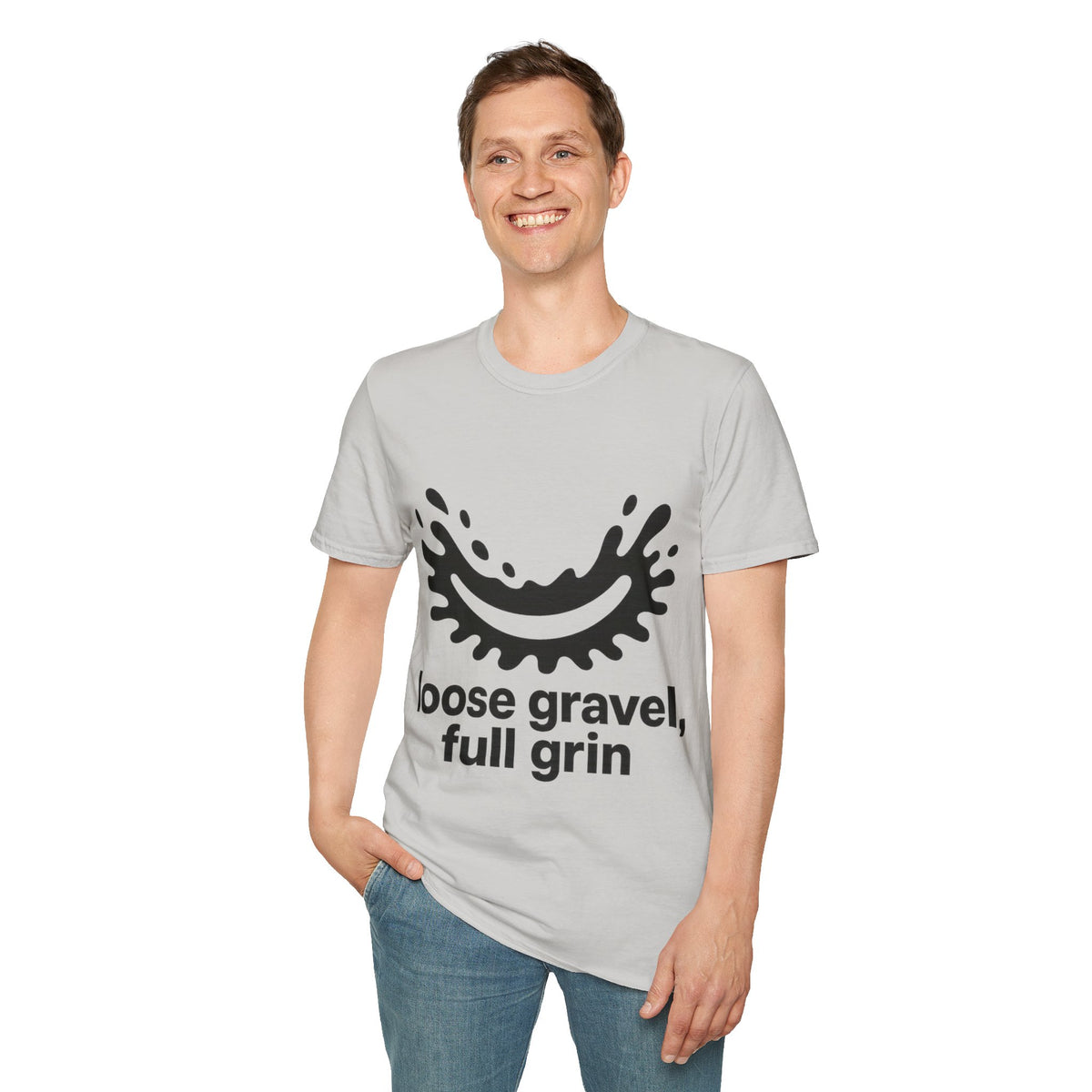 "Loose Gravel Full Grin" Funny Cycling Tee | Mud Splash Bike Graphic T-Shirt - Trending Now - September 2026