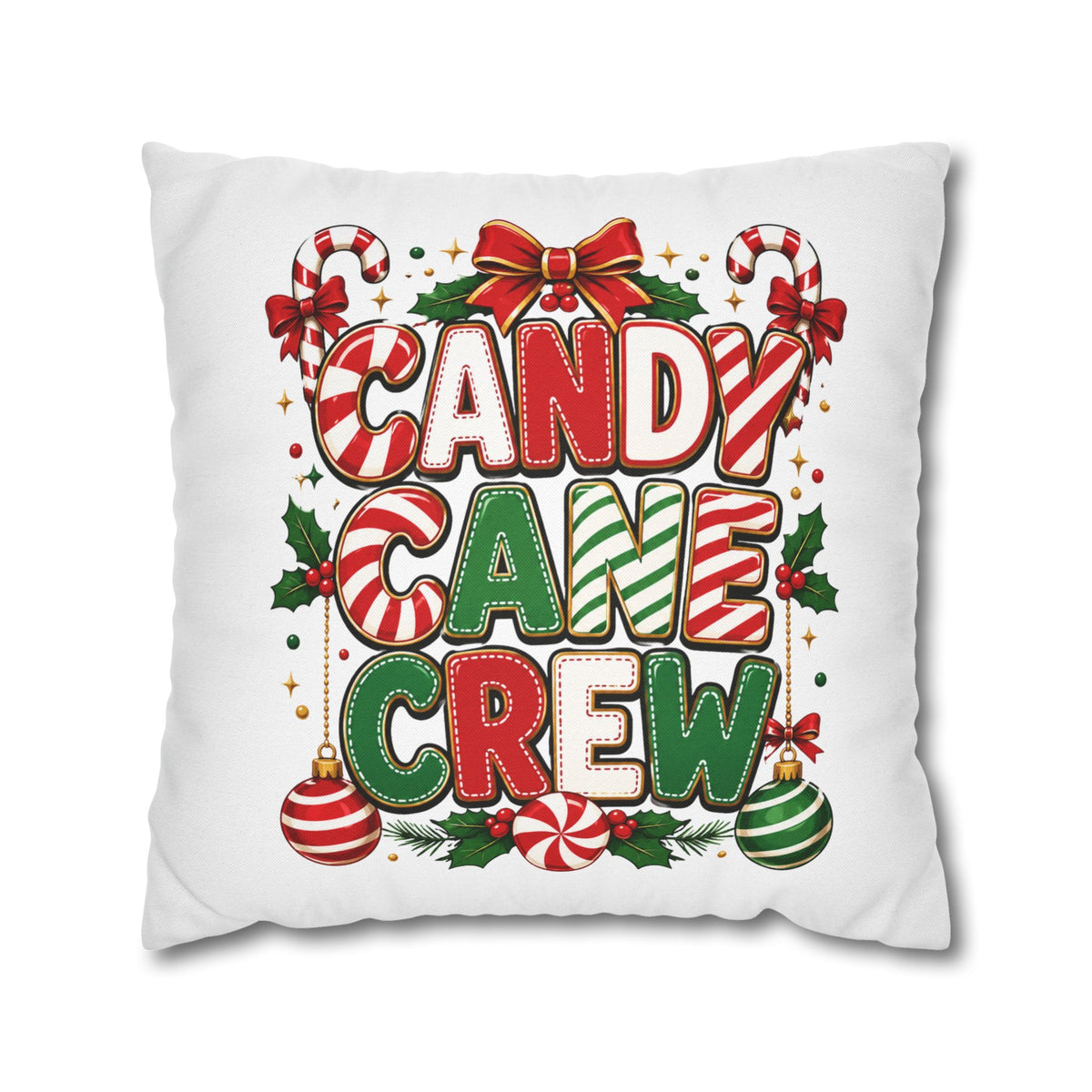 Christmas Candy Cane Crew Holiday Pillowcase — Festive Christmas Decorative Throw