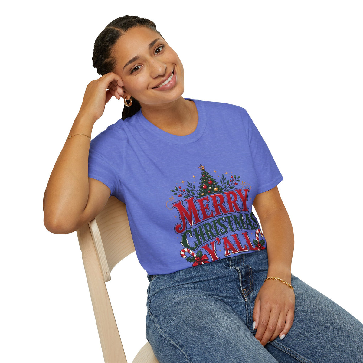Merry Christmas Y'all T-Shirt — Festive Holiday Tree Tee