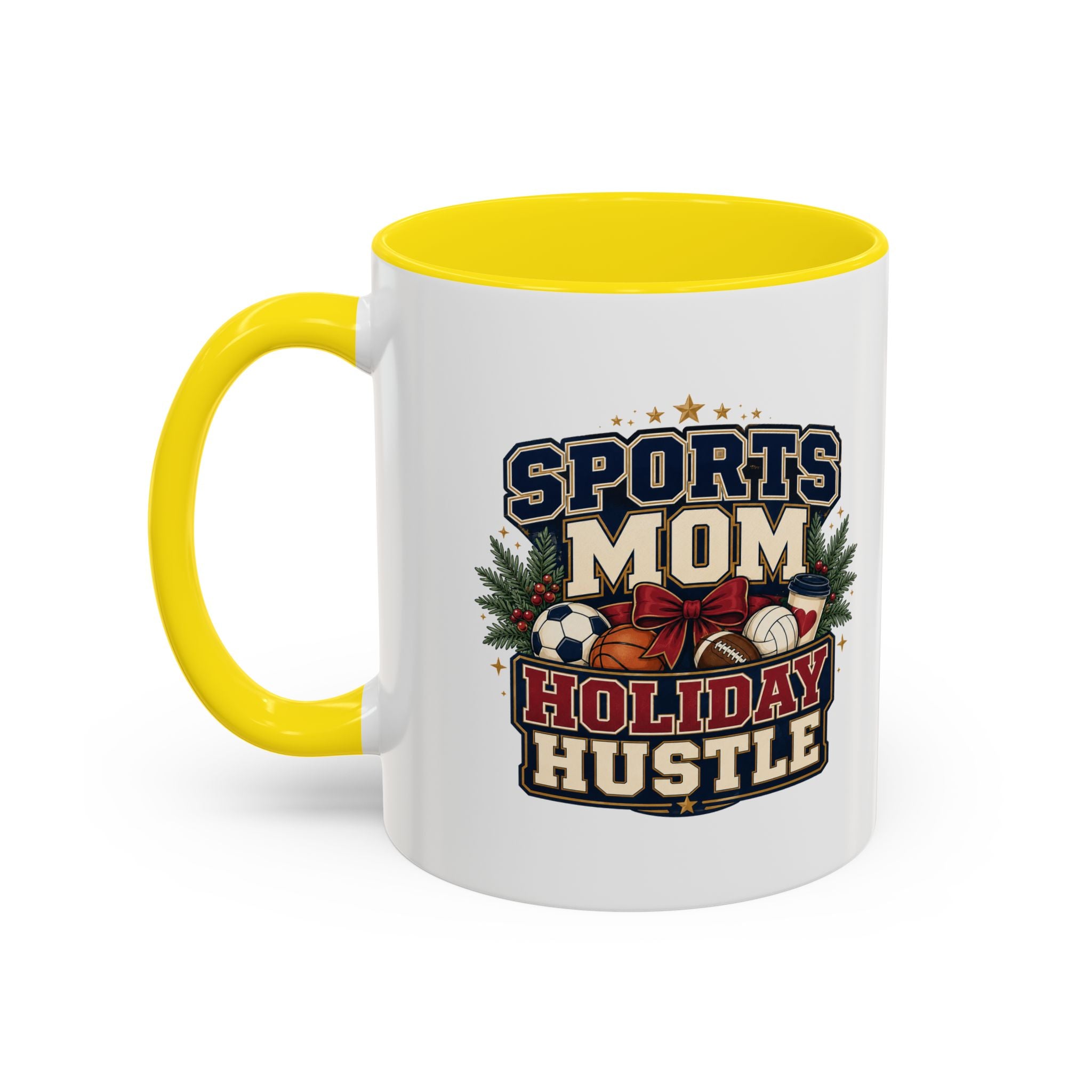 Modern Day Christmas Sports Mom Holiday Hustle Accent Coffee Mug – Christmas Sports Mom Gift