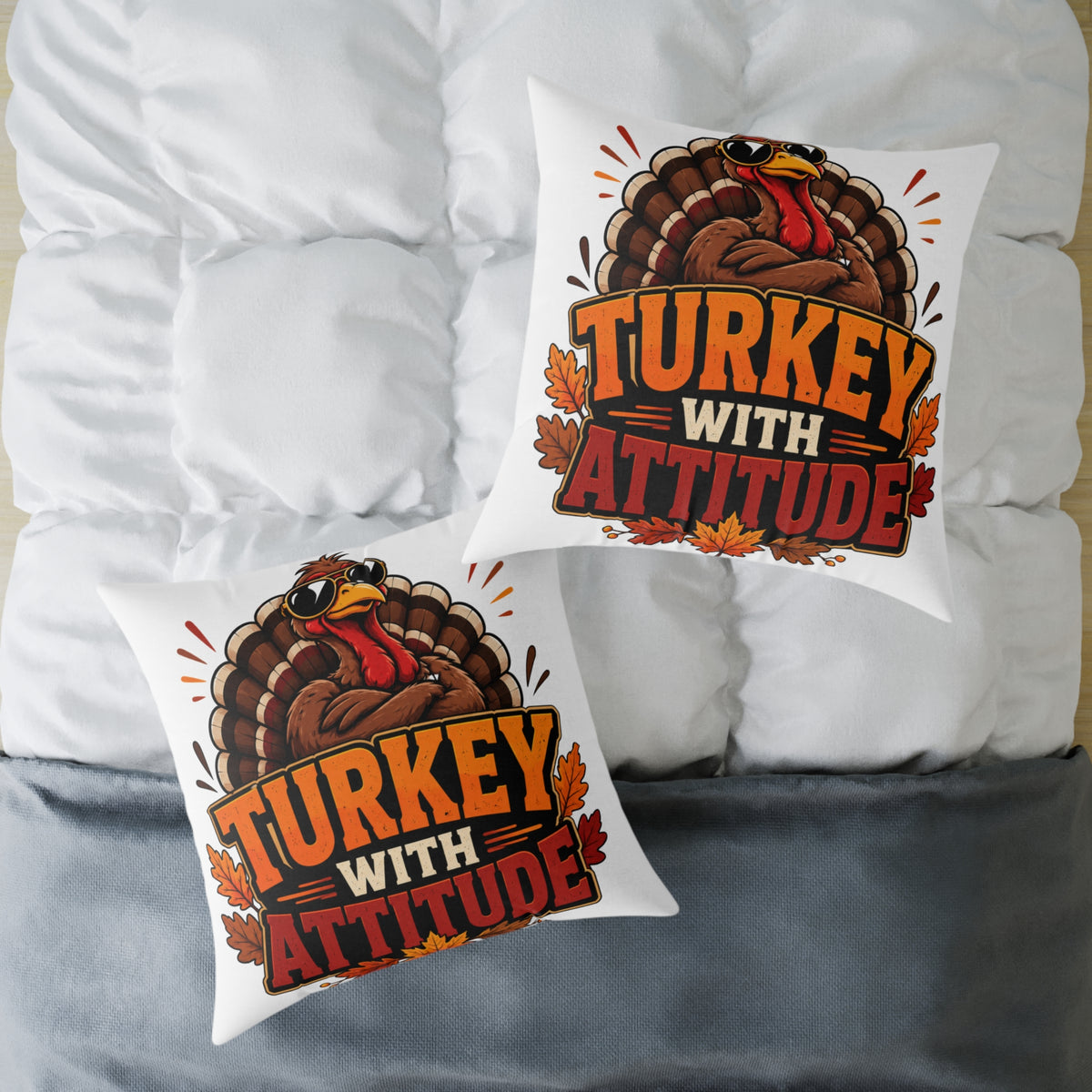 Thanksgiving Turkey With Attitude Throw Pillow — Funny Thanksgiving Decorative Pillow