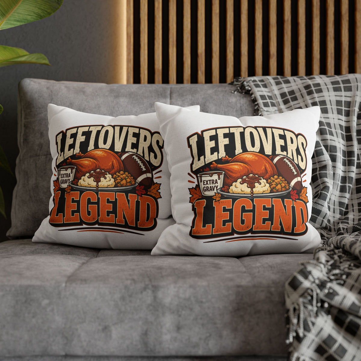 Thanksgiving Leftovers Legend Pillow — Thanksgiving Football Turkey Throw Pillowcase