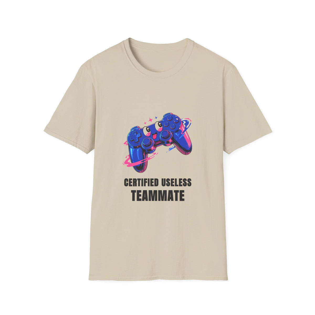 Certified Useless Teammate Gamer T-Shirt — Retro Neon Gamepad Tee - Trending Now - August 2026