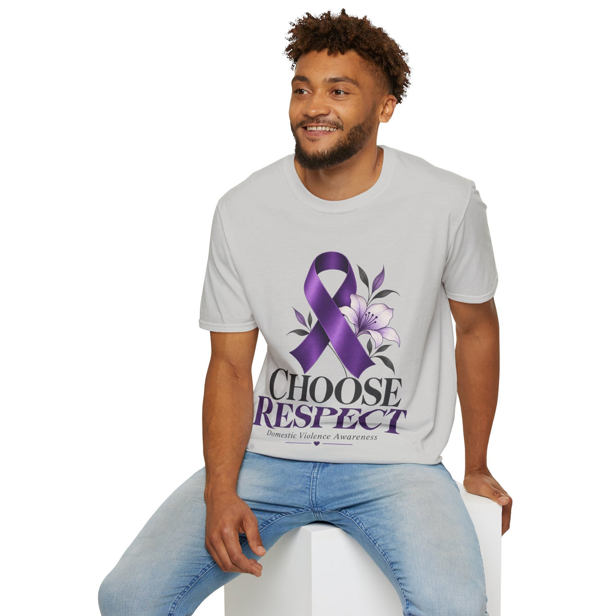 Choose Respect Purple Ribbon T‑Shirt — Domestic Violence Awareness Tee
