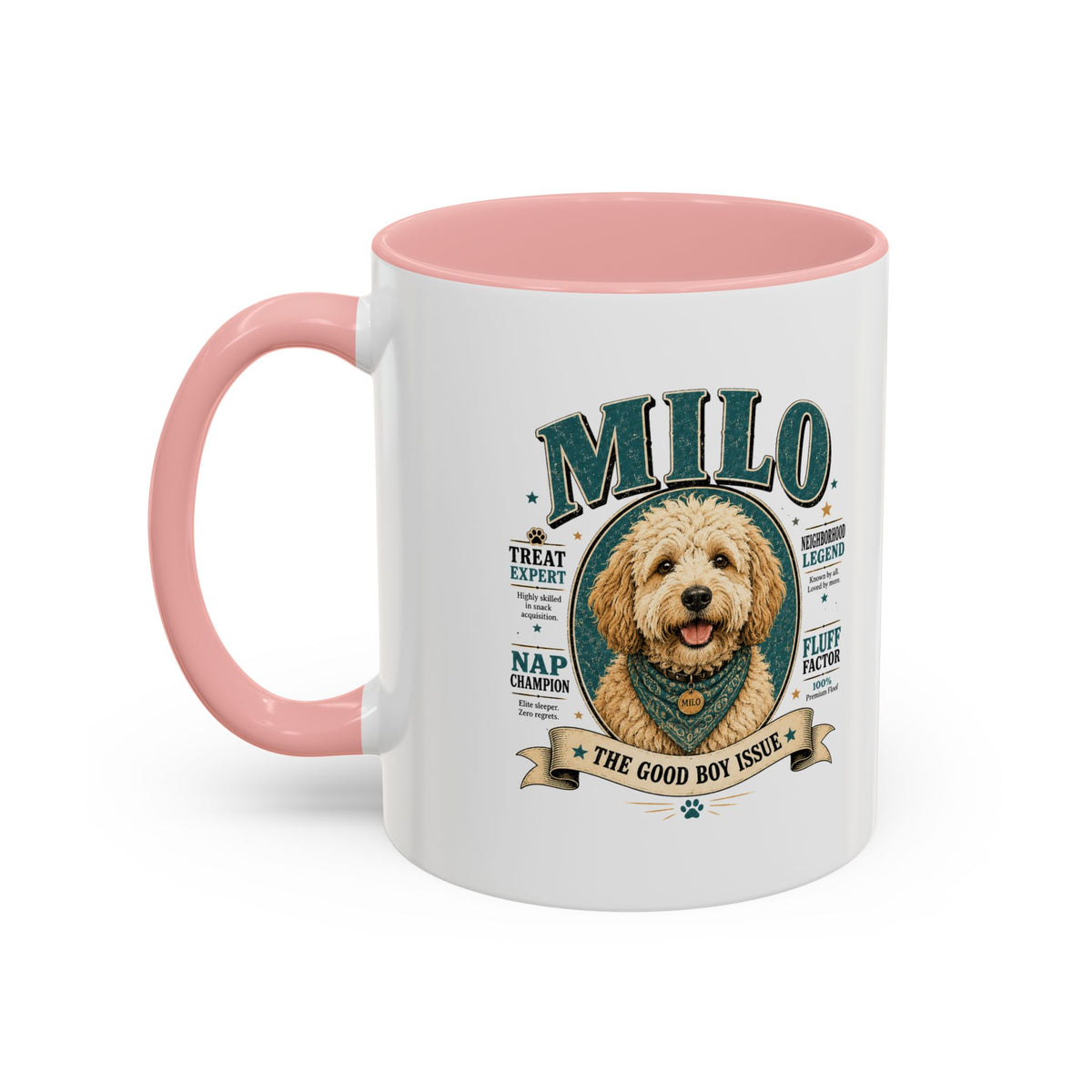 Milo Bailey Dog Dad Mom Milo Personalized Dog Coffee Mug — 'The Good Boy Issue' Accent