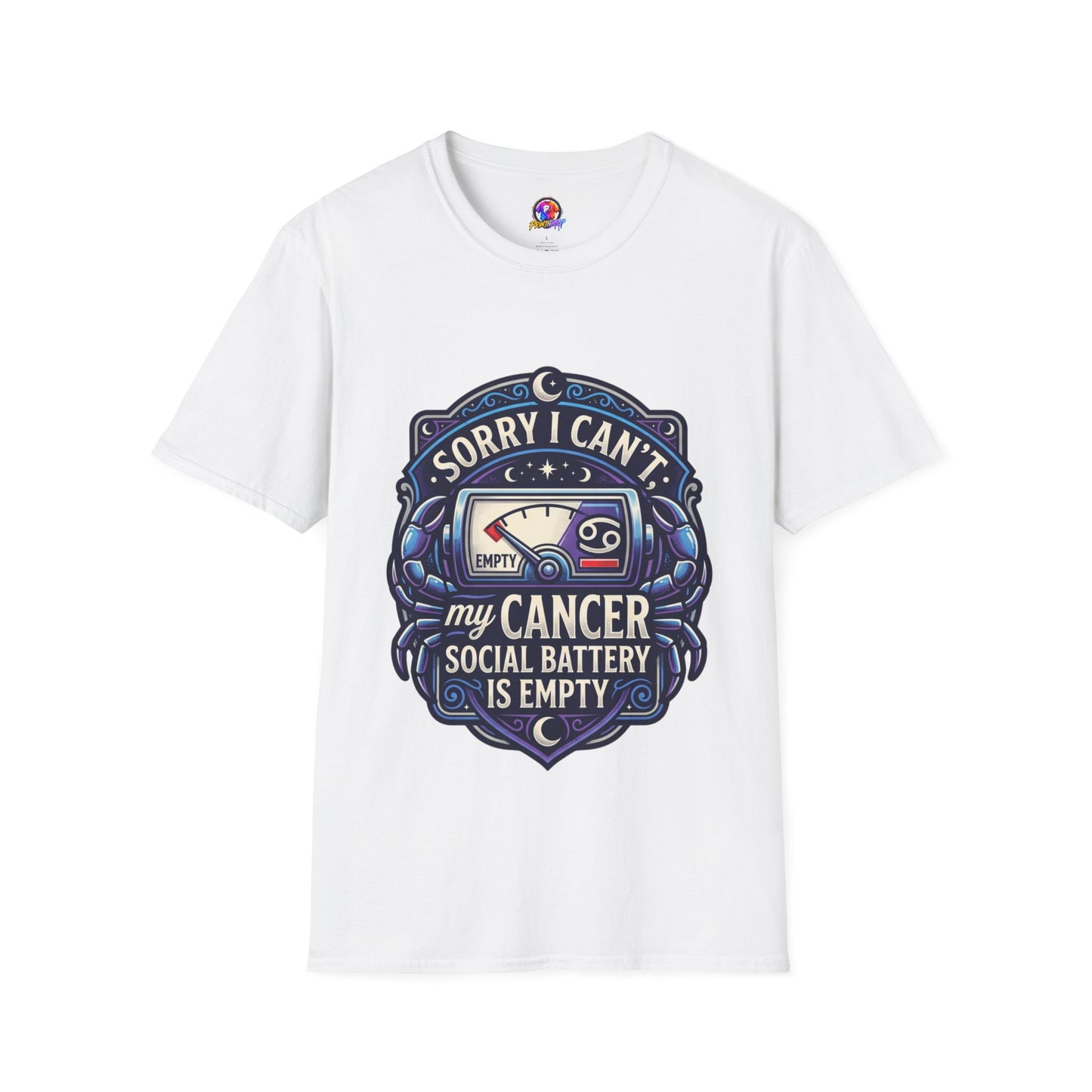 Cancer Support T-Shirt — "Sorry I Can't, My Cancer Social Battery Is Empty"