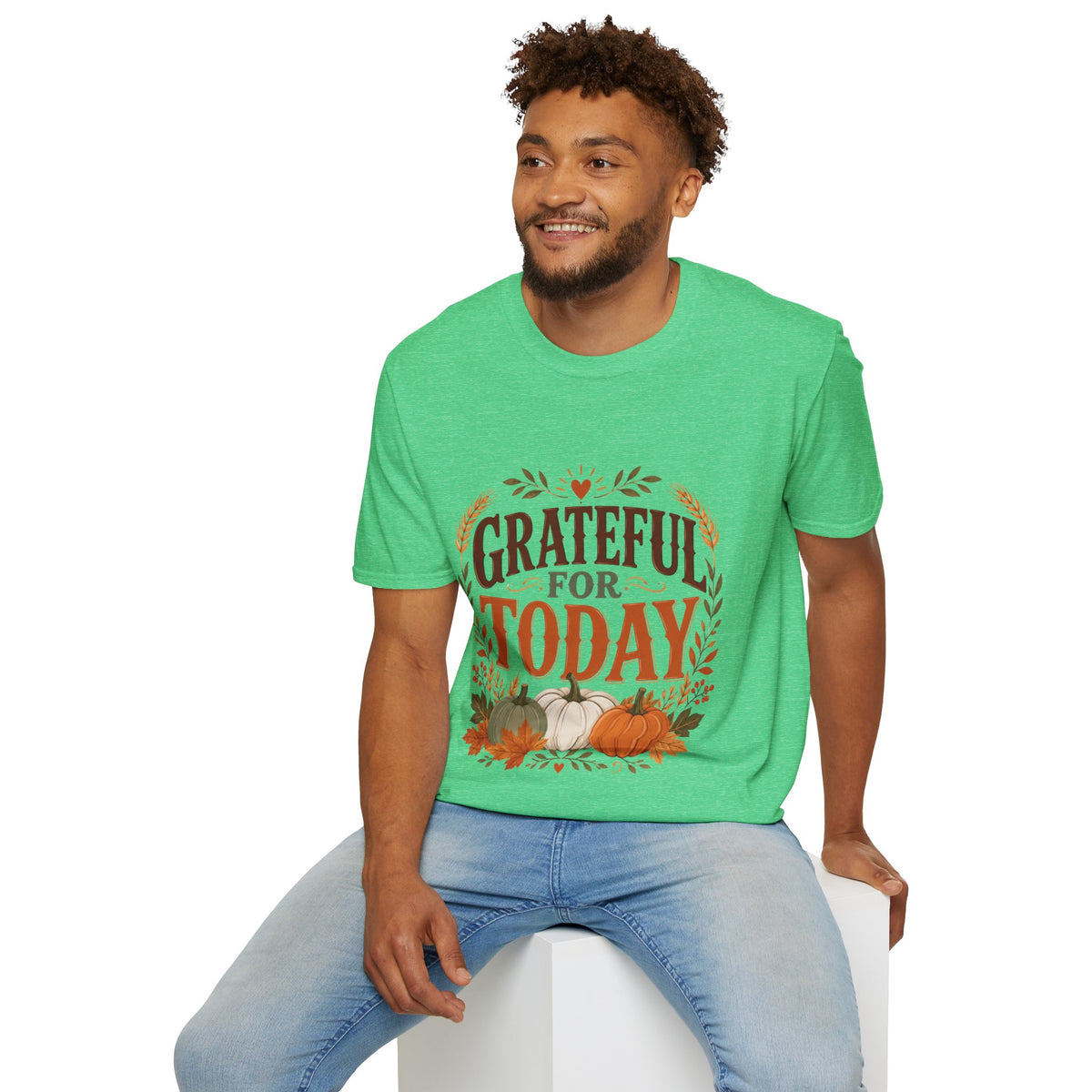 Thanksgiving T-Shirt Grateful For Today T-Shirt — Fall Pumpkin Thanksgiving Casual Tee