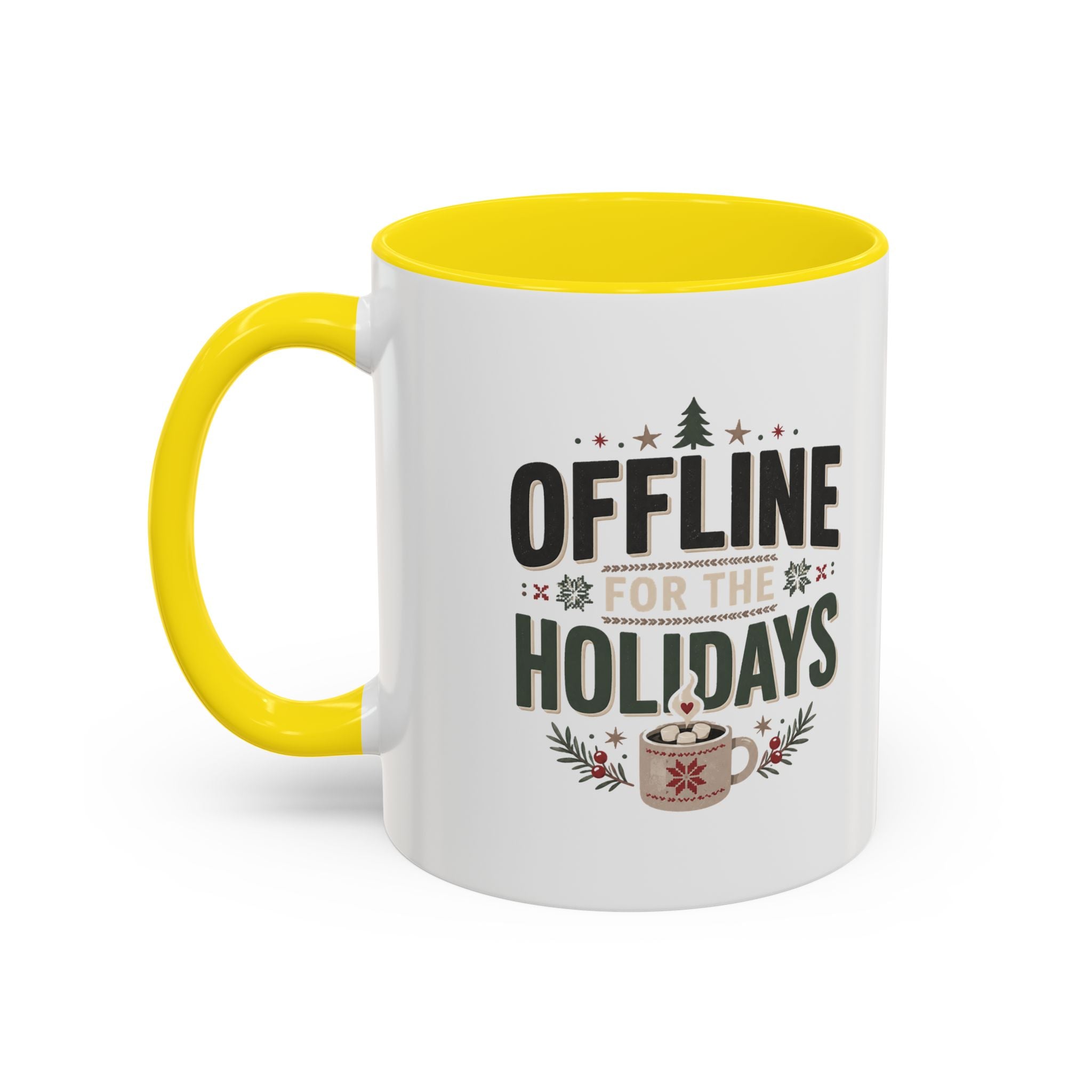 Christmas Holiday Coffee Mug — “Offline for the Holidays” Accent Ceramic Mug