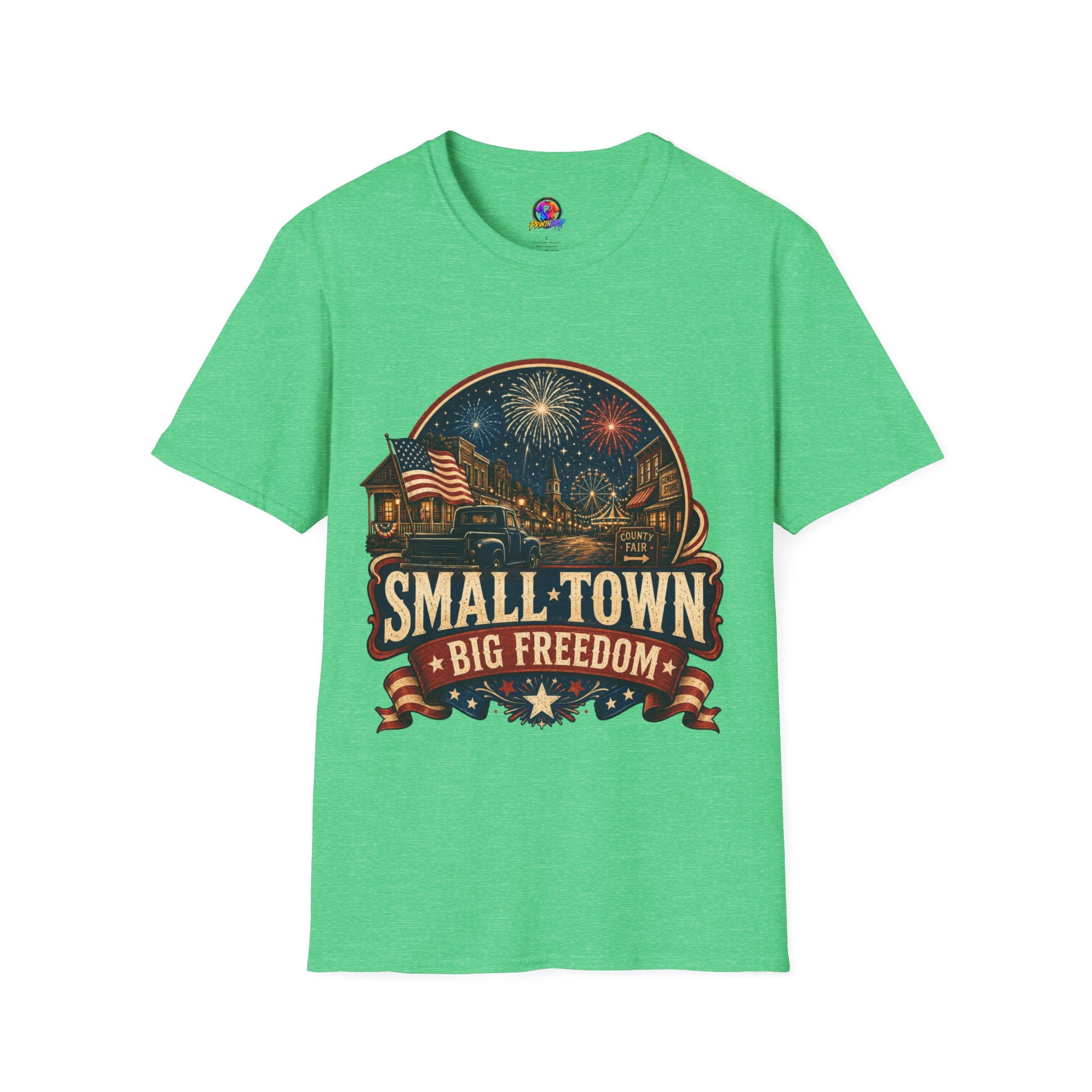 Small Town Big Freedom T-Shirt — Patriotic 4th of July Fireworks Tee