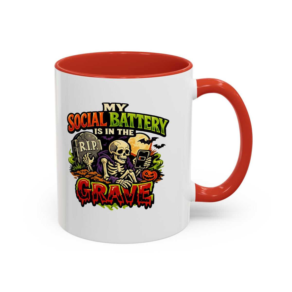 Halloween  Social Battery Is Low Accent Coffee Mug