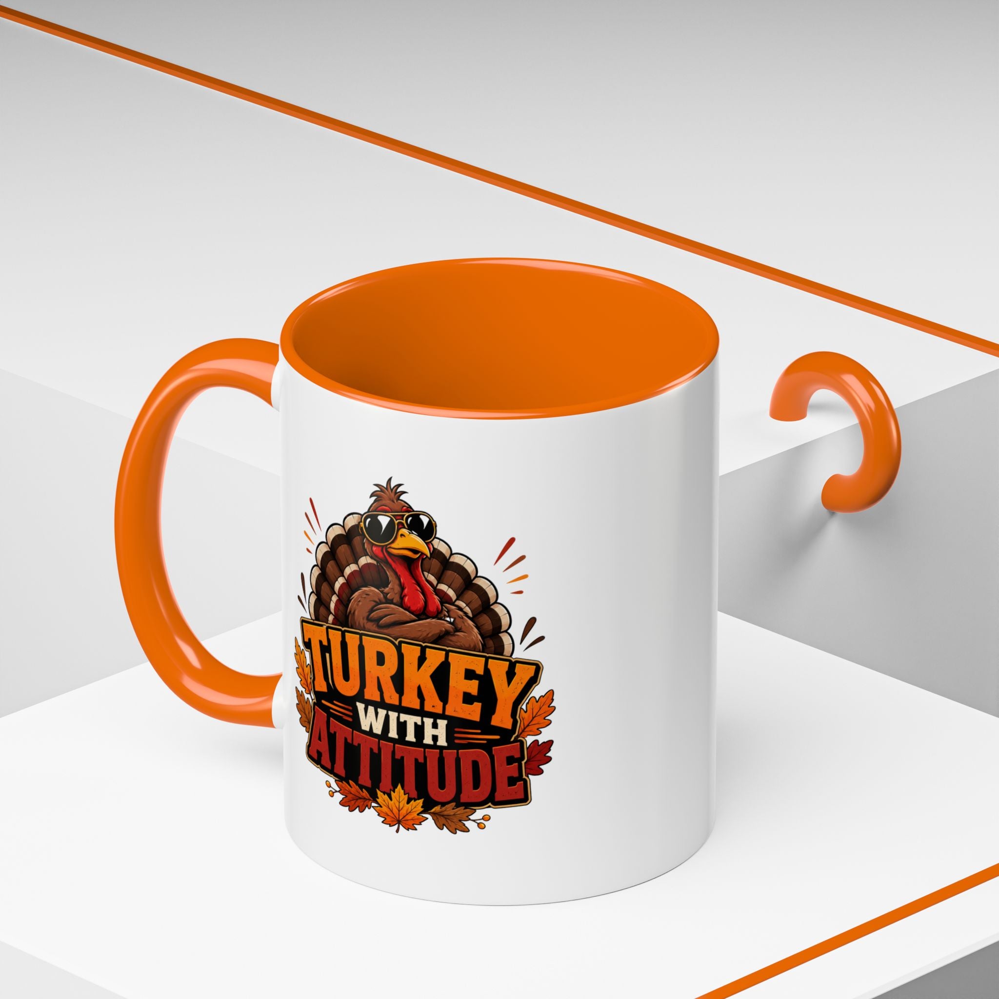 Thanksgiving Mug Turkey With Attitude Coffee Mug — Funny Thanksgiving Accent Mug
