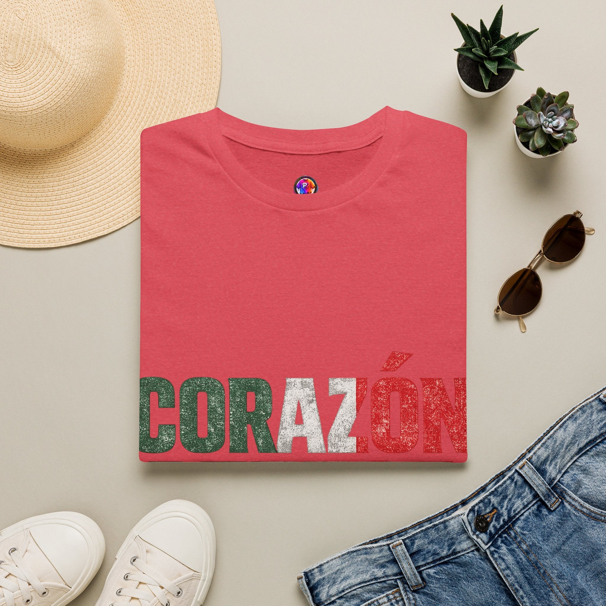 Mexico Corazón Azteca T-Shirt — Mexican Pride Flag Text Tee