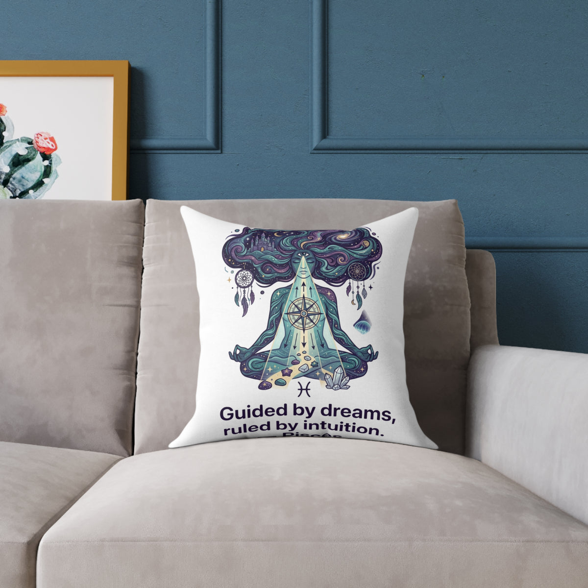 Pisces Zodiac Guided By Dreams Square Poly Canvas Pillow