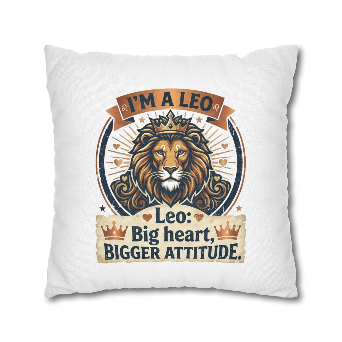 Leo Zodiac Big Heart Big Attitude Spun Polyester Square Pillowcase