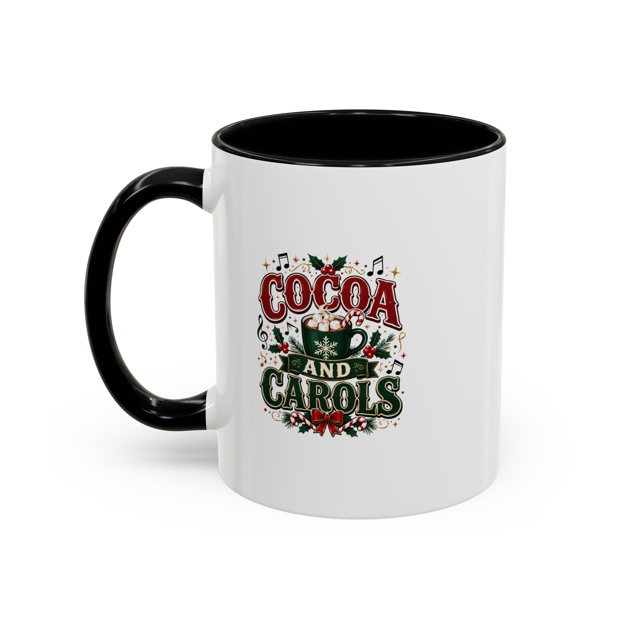 Cocoa and Carols Accent Coffee Mug — Holiday Christmas Cocoa Mug