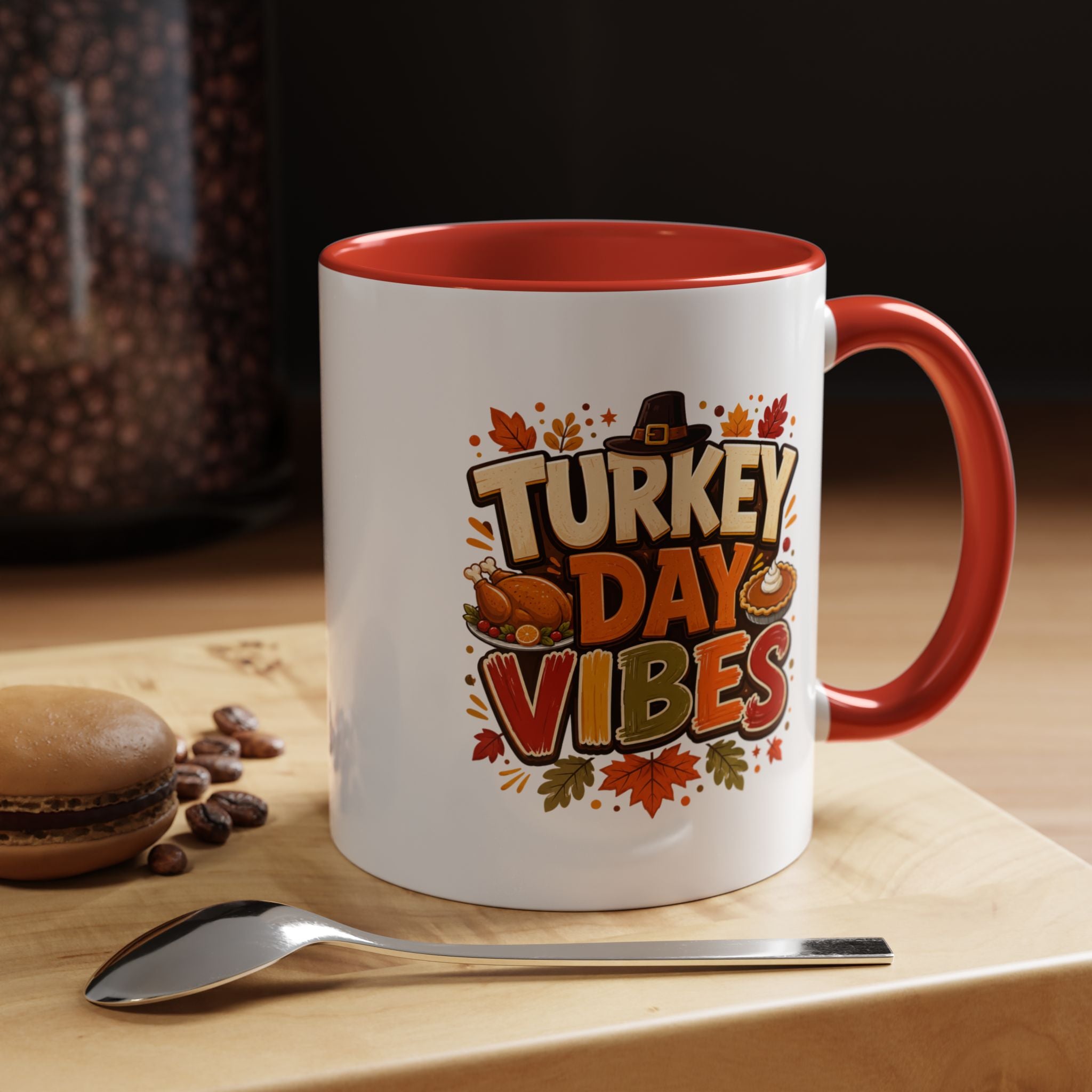Thanksgiving Mug Turkey Day Vibes Accent Mug — Thanksgiving Coffee Cup