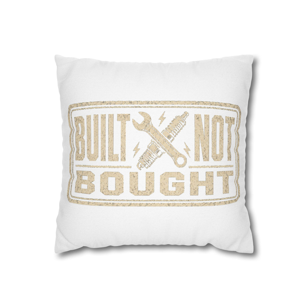 Built Not Bought Pillowcase Milo Bailey Dog Dad Mom — Rustic Mechanic Accent Pillow