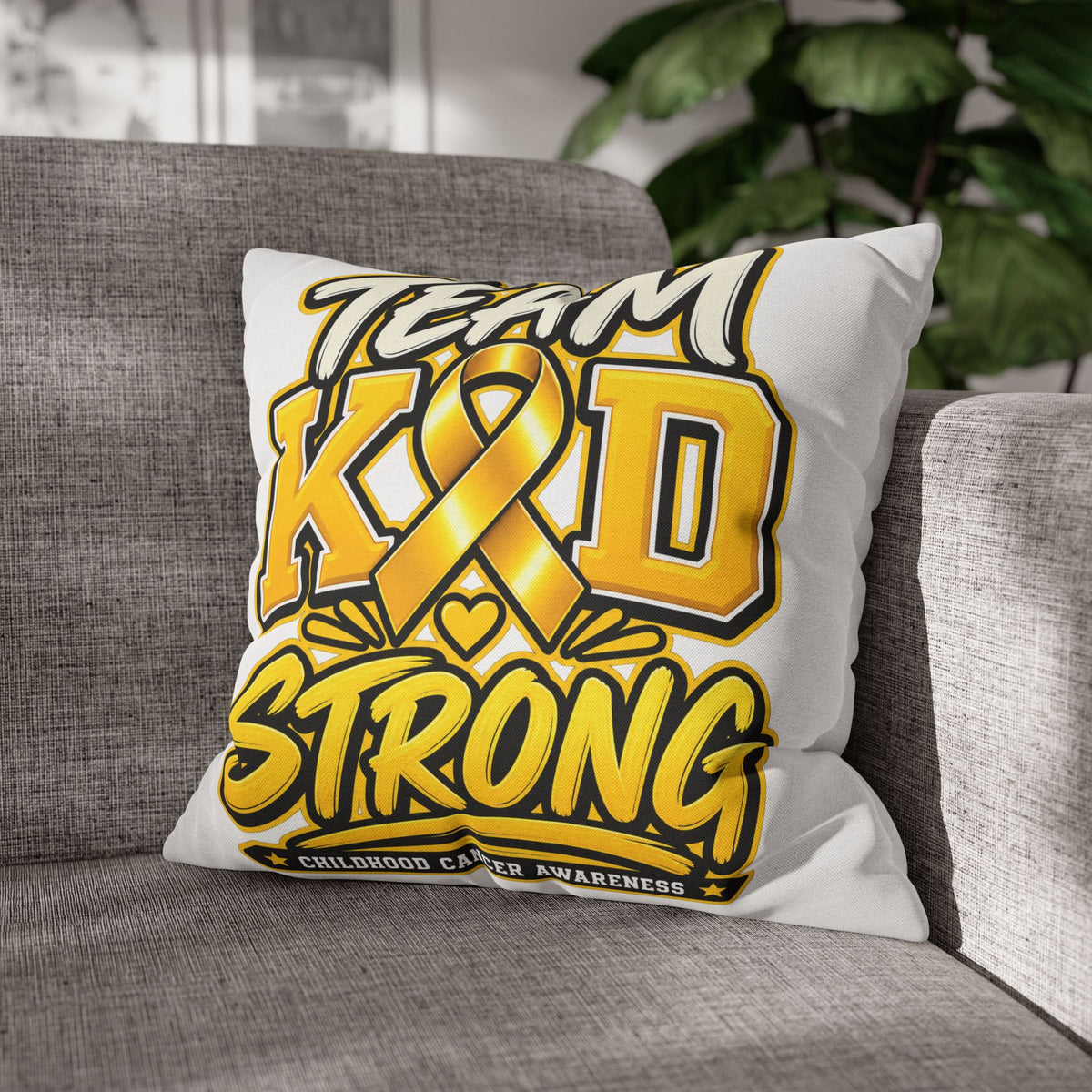 Team KID Strong Childhood Cancer Awareness Square Pillowcase