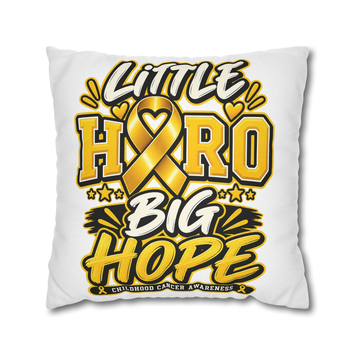 Pillowcase — "Little Hero Big Hope" Childhood Cancer Awareness Cushion Cover