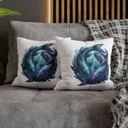Pisces Koi Fish Decorative Pillowcase — Blue Yin Yang Aquatic Throw Pillow Cover