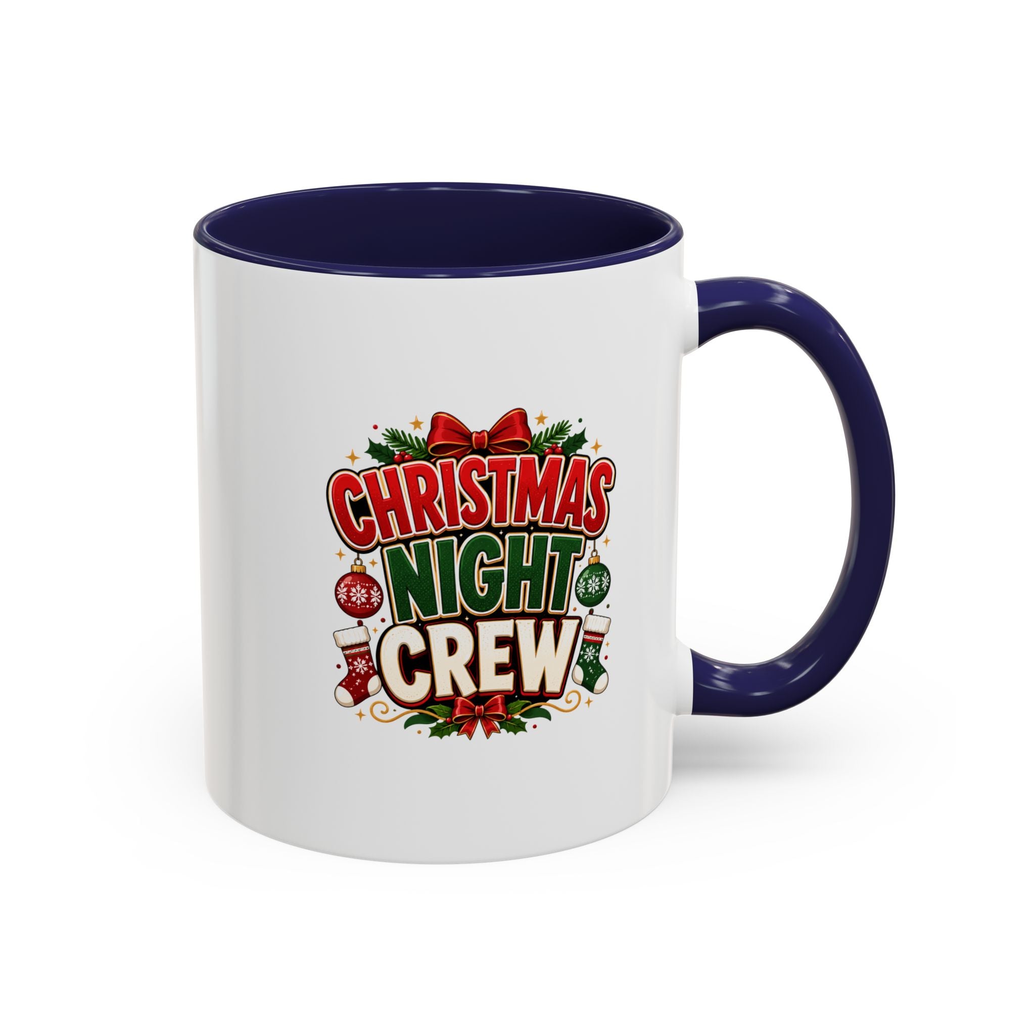 Christmas Night Crew Accent Coffee Mug – Festive Holiday Coffee Cup