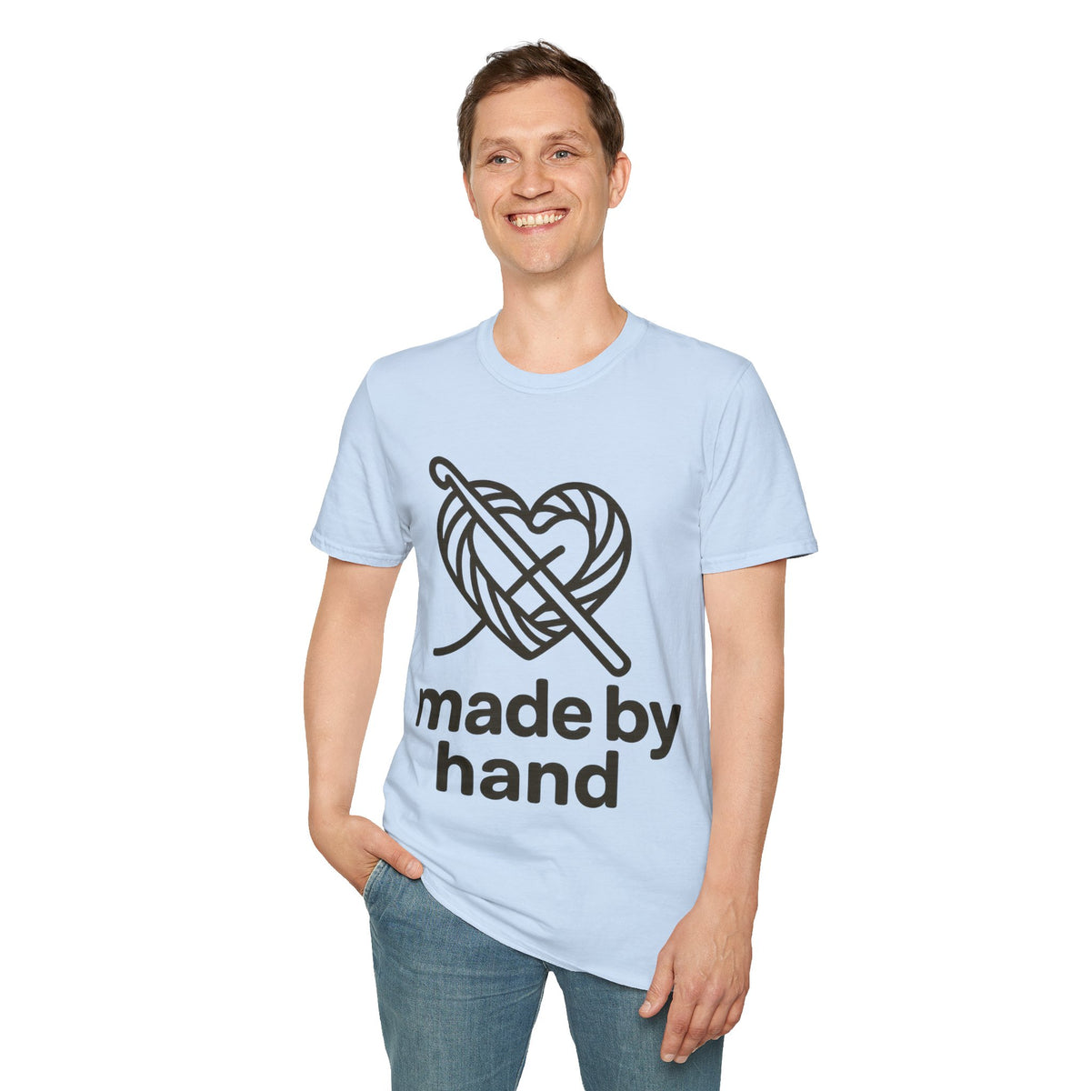 "Made By Hand" Minimalist Maker Tee | Crochet Knitting Crafter T-Shirt - Trending Now - September 2026