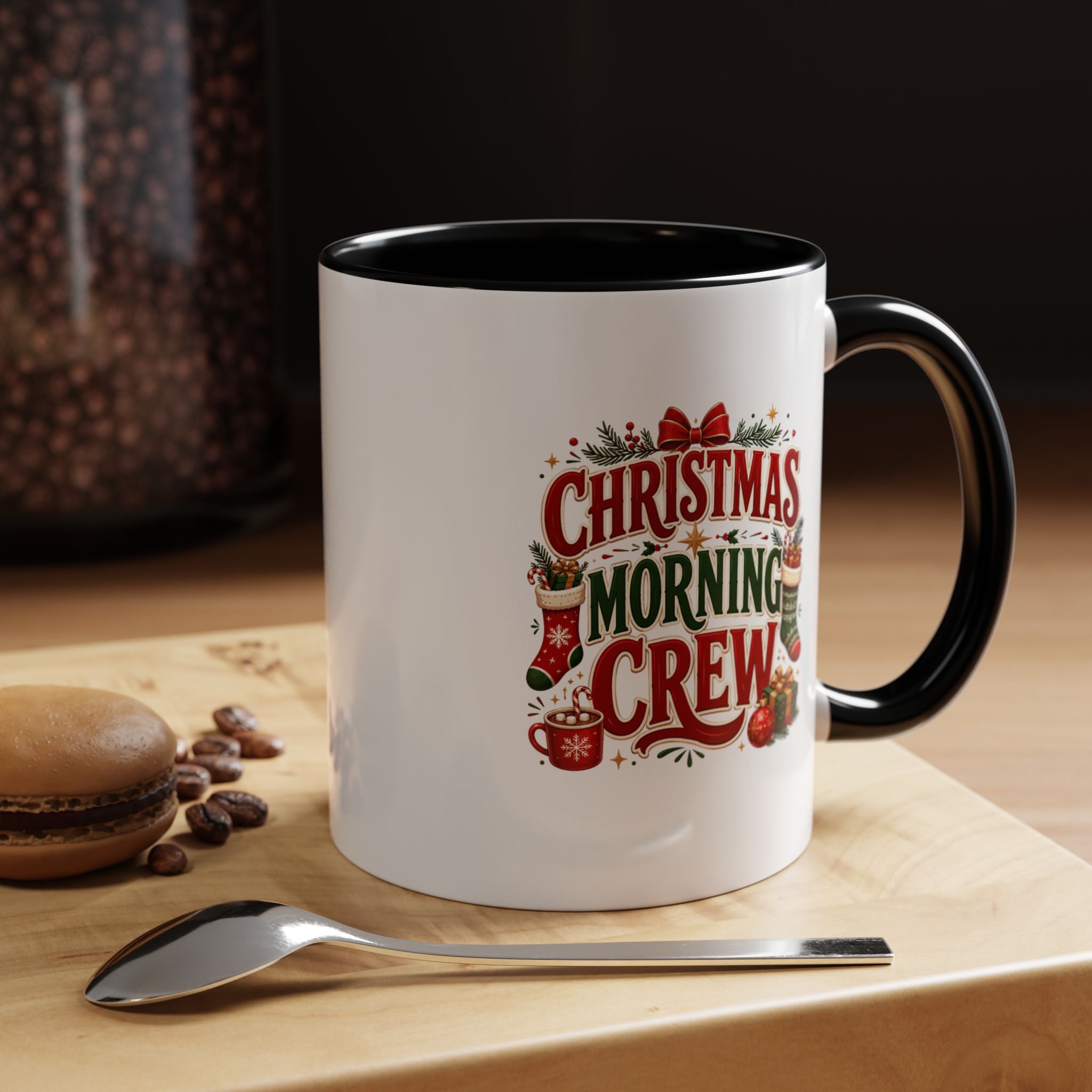 Christmas Morning Crew Accent Coffee Mug – Holiday Coffee Cup