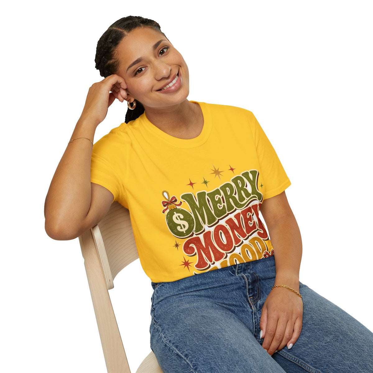 Merry Money Mood T‑Shirt — Retro Holiday Graphic Tee