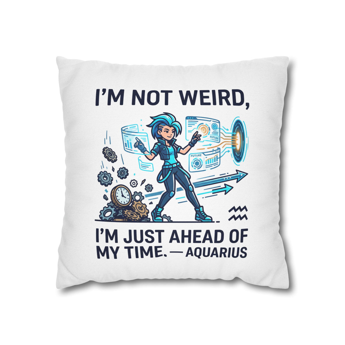 Aquarius Zodiac Spun Polyester Square Pillowcase