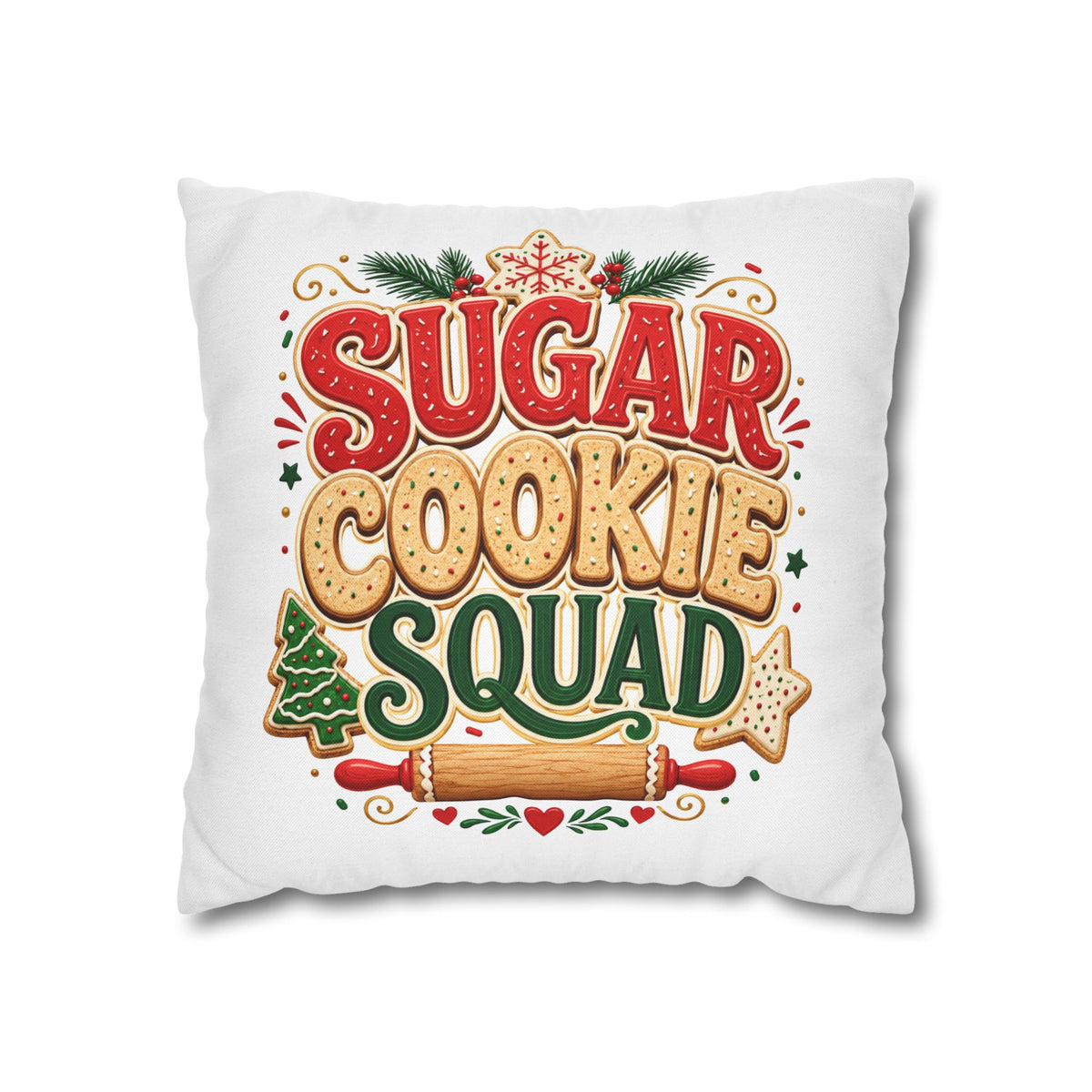 Christmas Sugar Cookie Squad Pillowcase – Festive Christmas Baking Decorative Throw Pillowcase