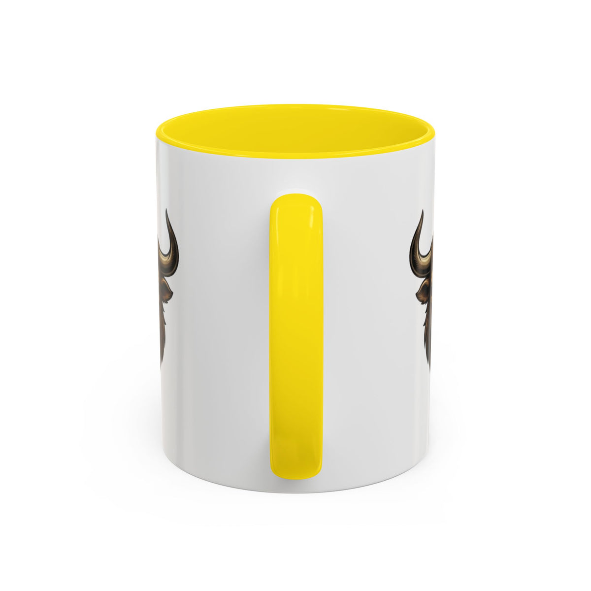Taurus Bull Head Accent Coffee Mug — Rustic Bull Illustration Ceramic Mug