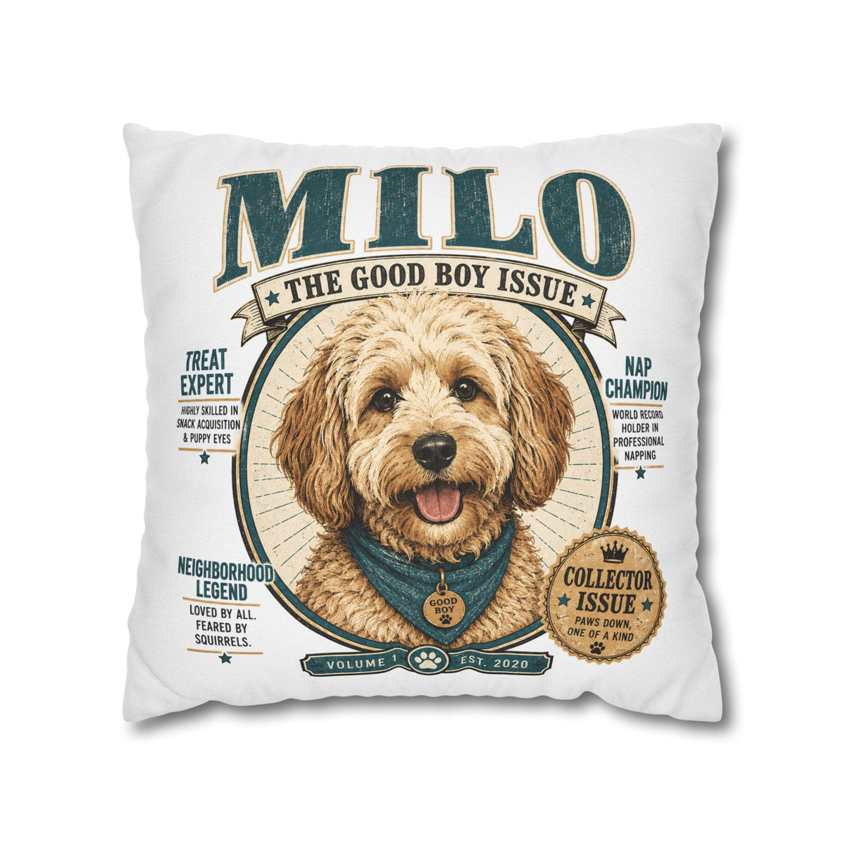 Milo "The Good Boy Issue" Decorative Pillowcase Milo Bailey Dog Dad Mom