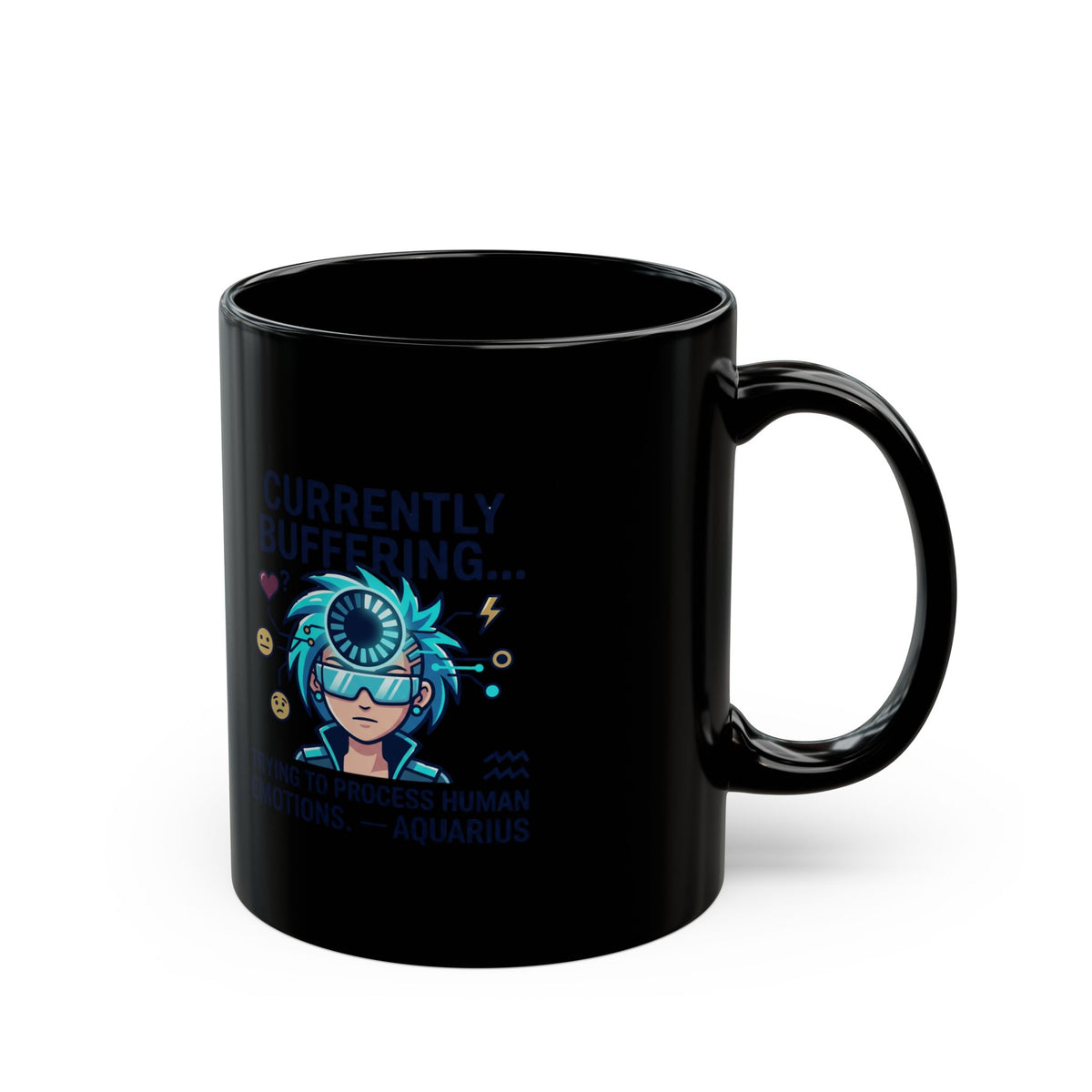 Aquarius Zodiac Currently Buffering Gamer Mug — Funny Blue-Haired Streamer Coffee Cup