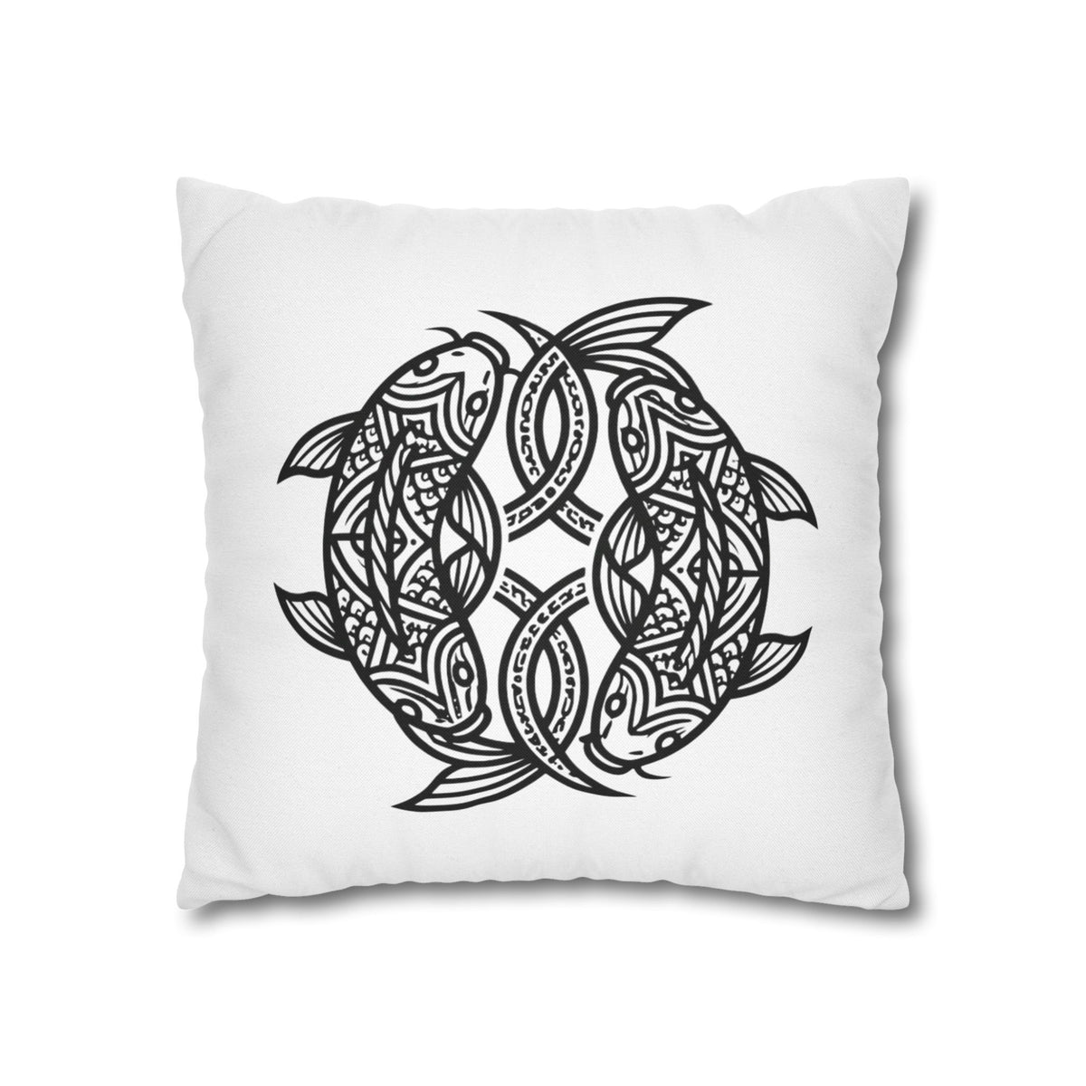 Pisces Celtic Koi Fish Decorative Pillowcase — Tribal Circle Fish Throw Pillow