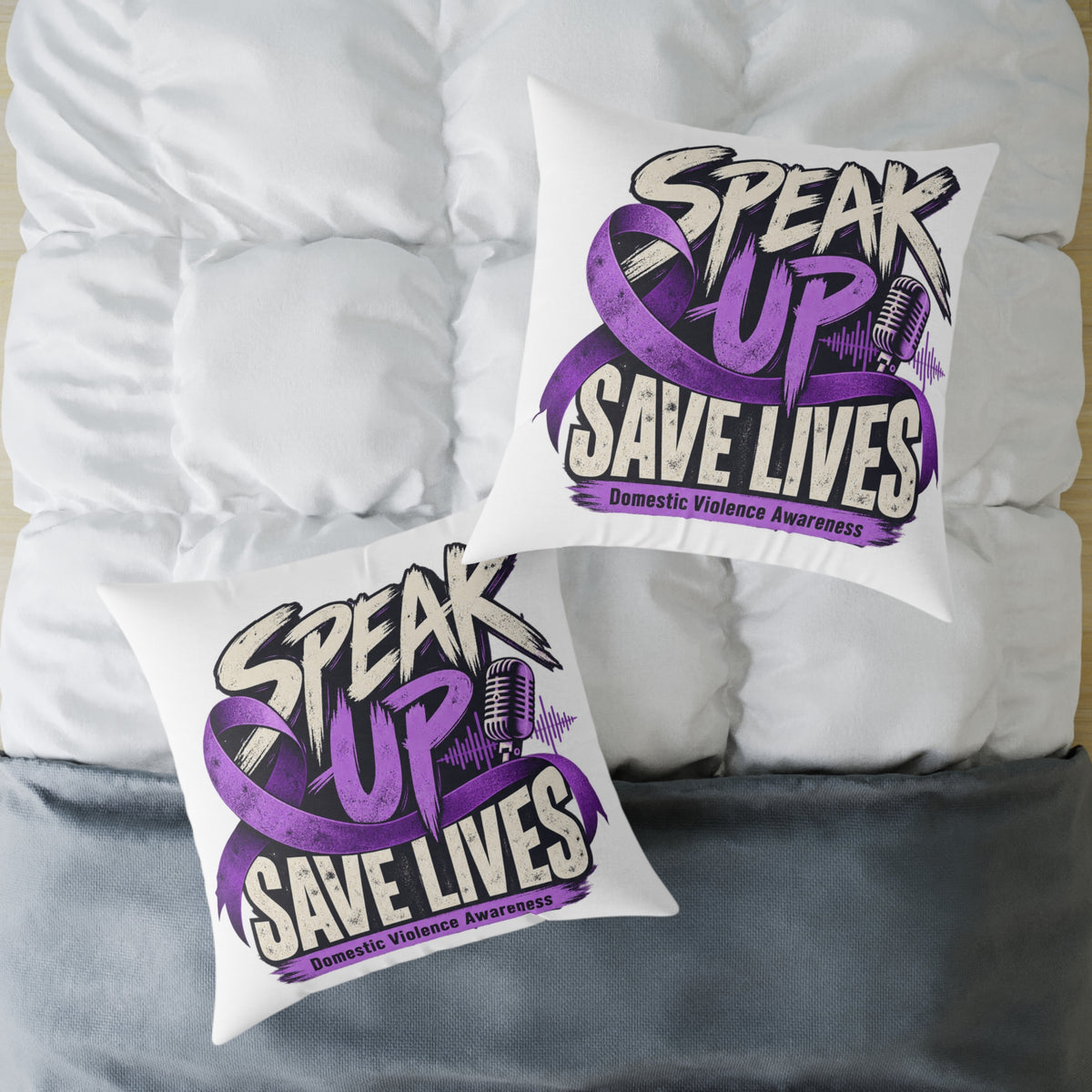 Speak Up — Domestic Violence Awareness Square Pillow