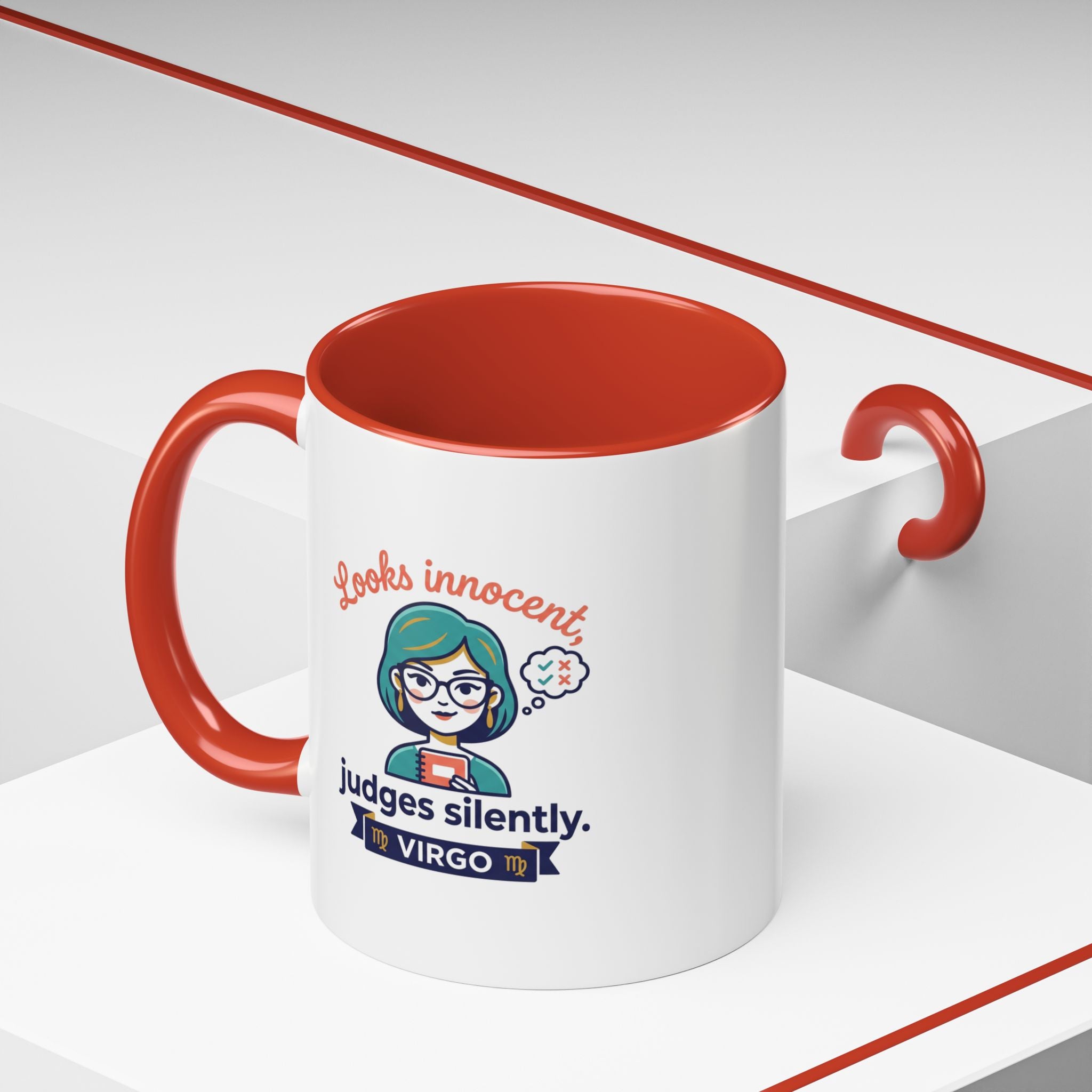 Virgo Accent Coffee Mug - "Looks Innocent, Judges Silently" Zodiac Astrology Gift