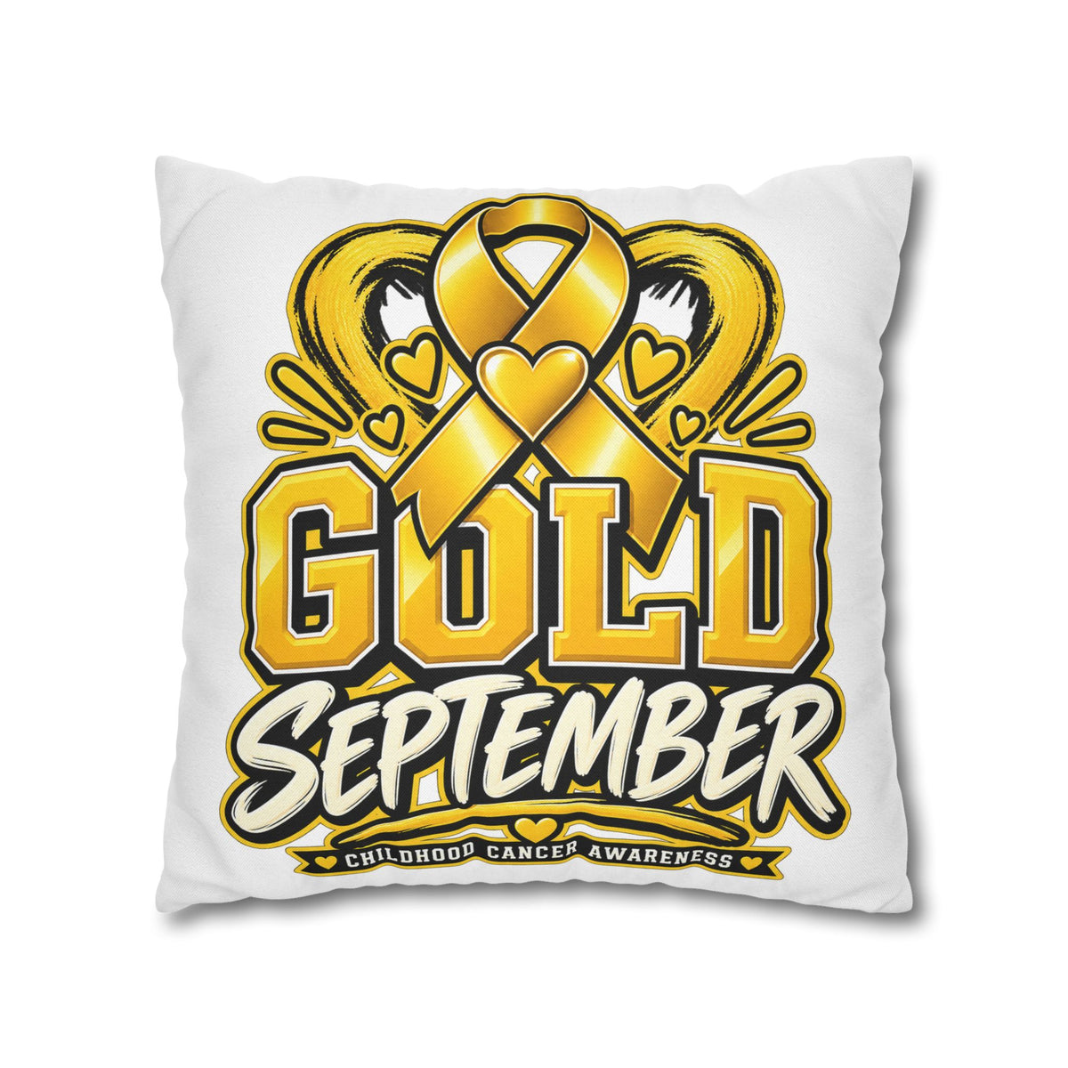 Gold September Pillowcase — Childhood Cancer Awareness Cushion Cover