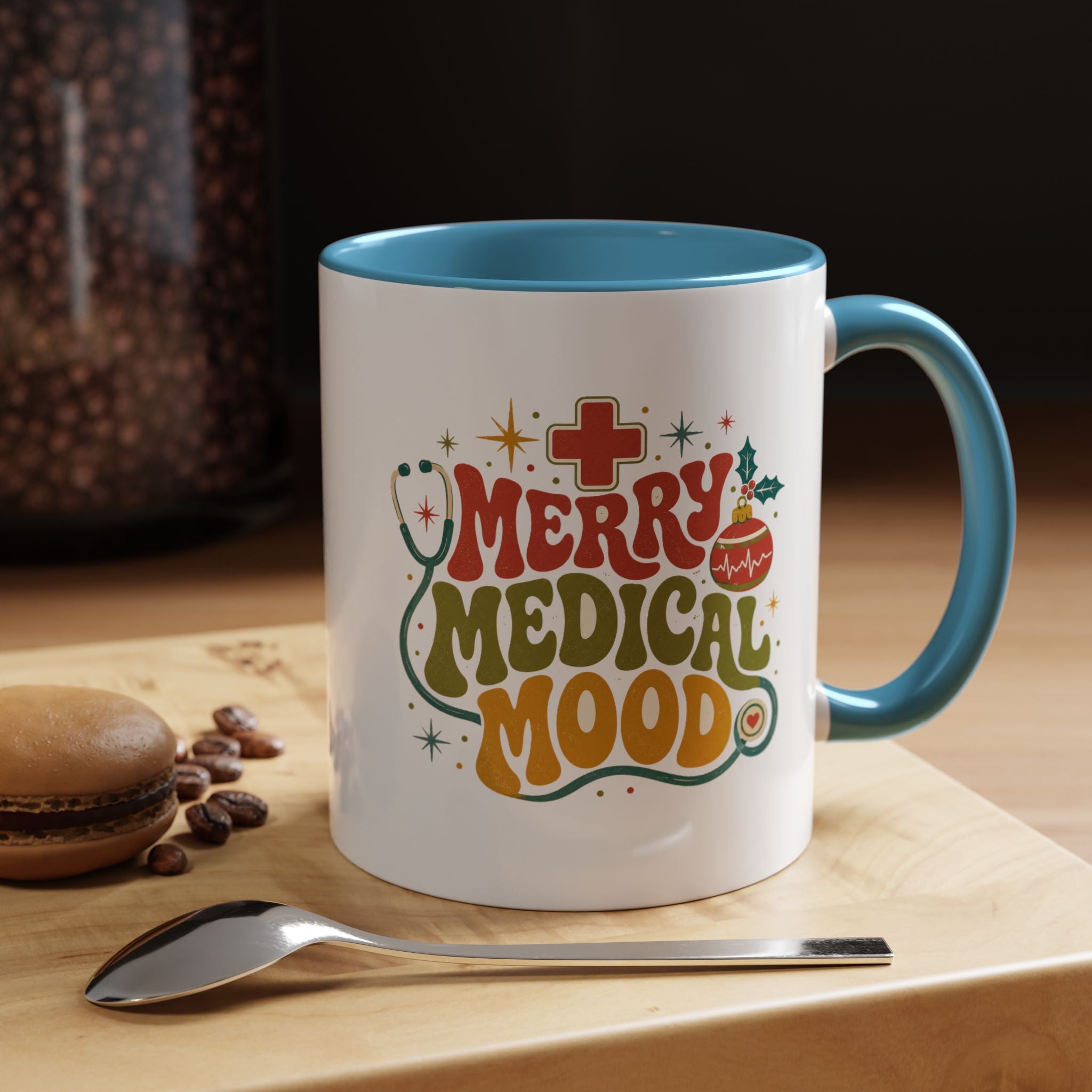 Modern Day Christmas Merry Medical Mood Accent Coffee Mug — Holiday Nurse & Doctor Gift