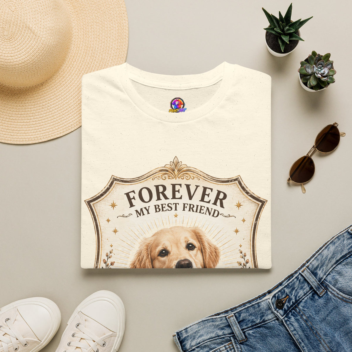 Dog Memorial T-Shirt — "Forever My Best Friend" Personalized Golden Retriever Tribute