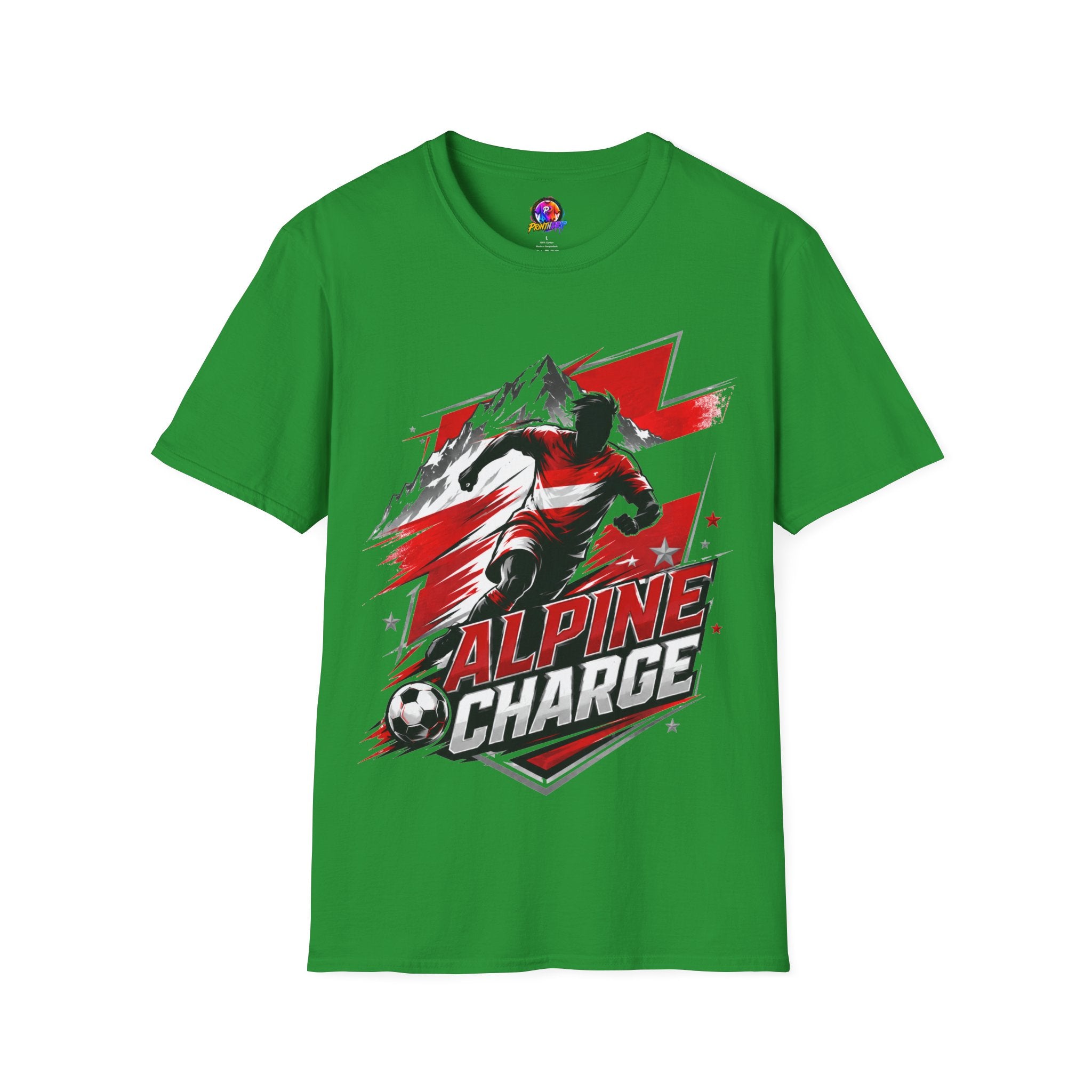 Austria  Alpine Charge Soccer T-Shirt — Mountain Football Graphic Tee -