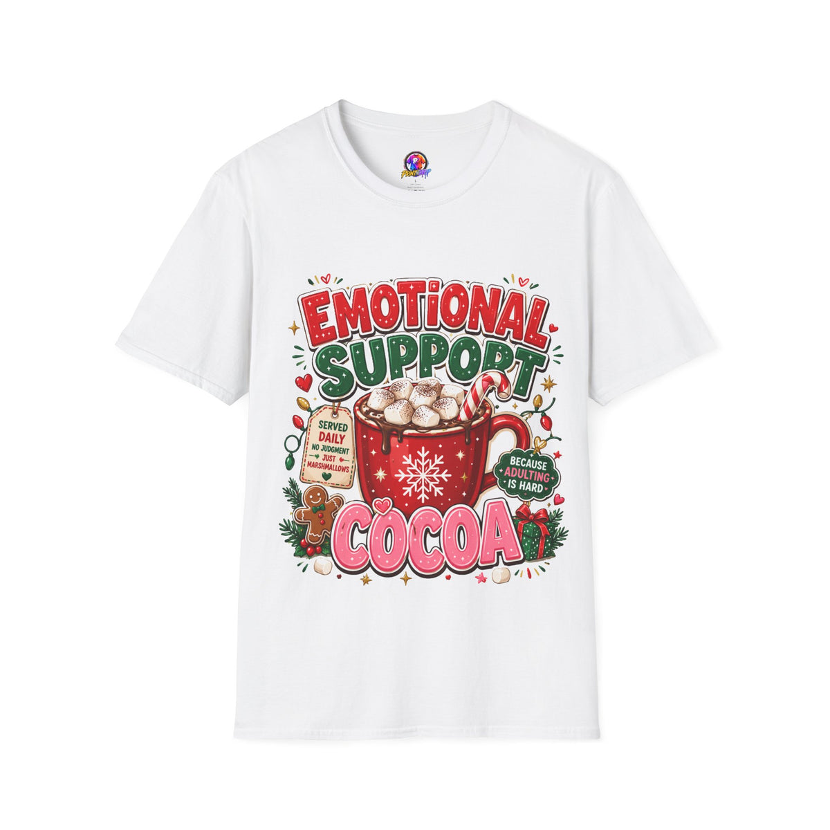 Emotional Support Cocoa T-Shirt — Holiday Hot Chocolate Graphic Tee