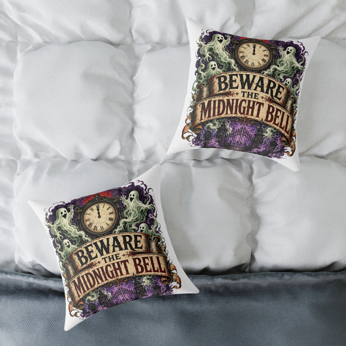 Halloween Beware the Midnight Bell Decorative Pillow – Gothic Halloween Throw Pillow