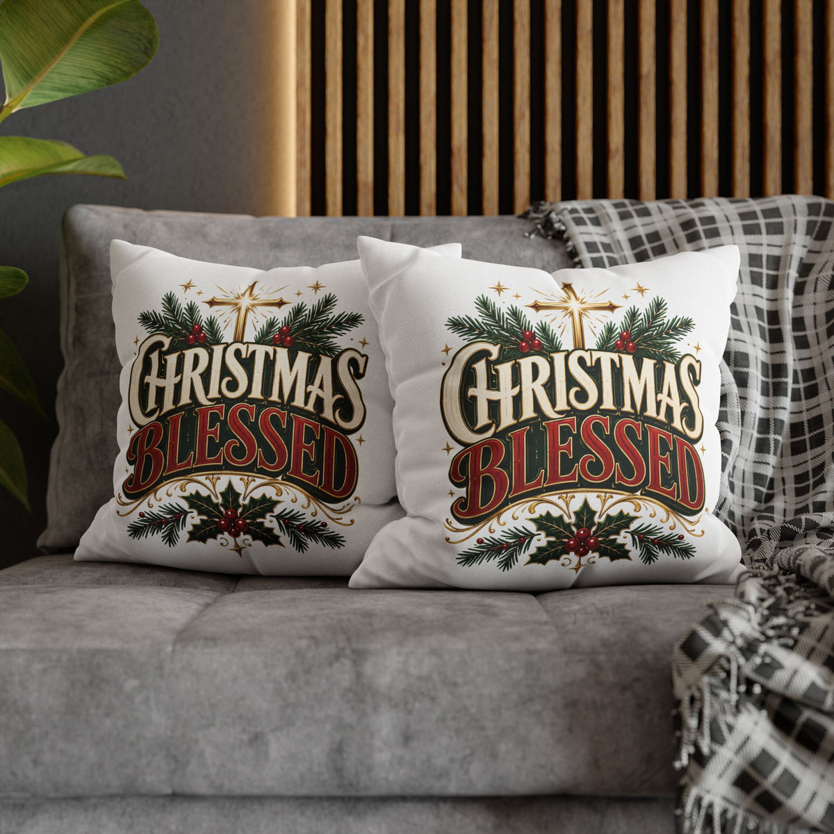 Christmas Spun Square Pillowcase Christmas Blessed Pillowcase