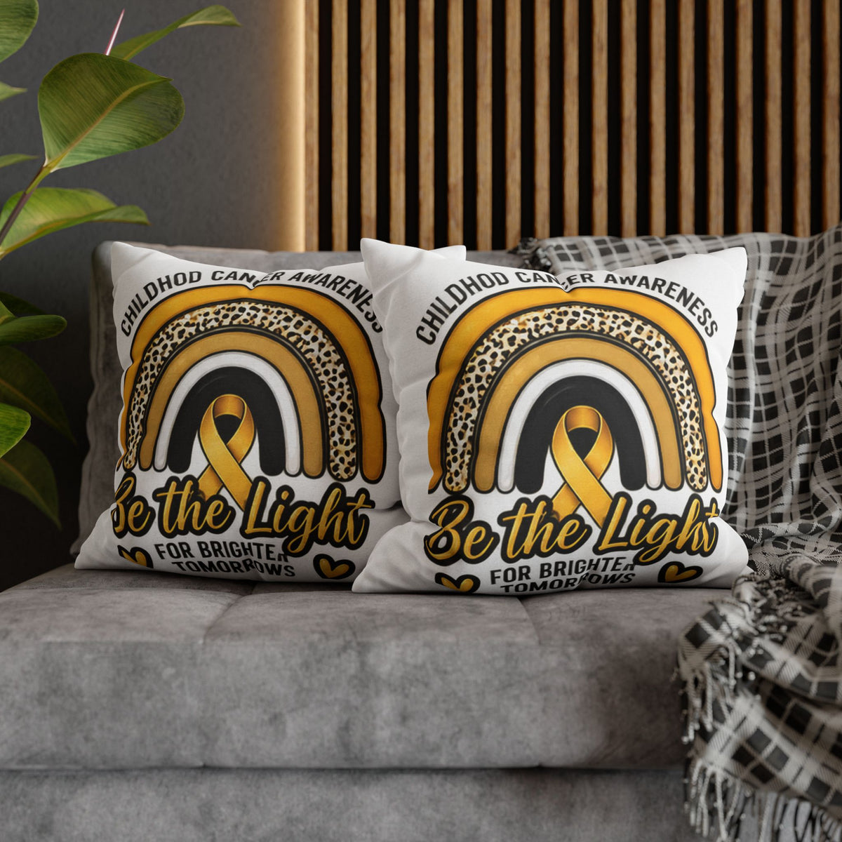 Childhood Cancer Awareness “Be the Light” Square Pillowcase